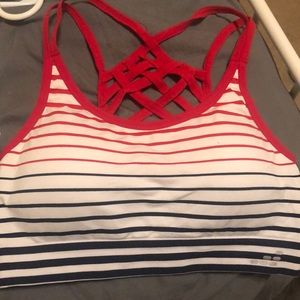 red white and blue sports bra